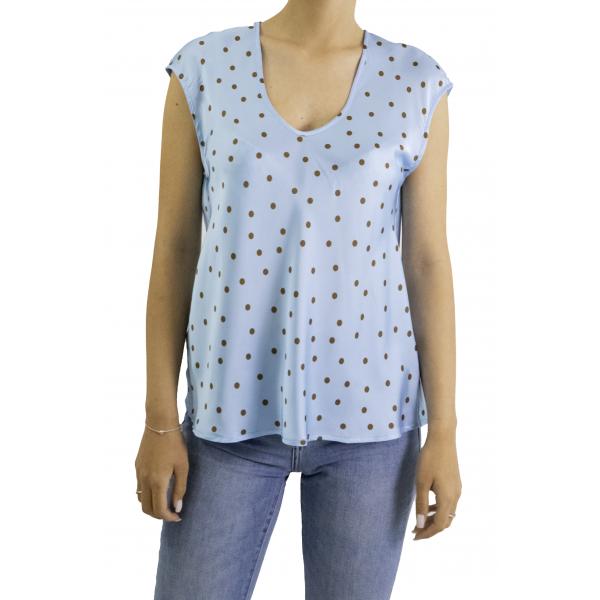 Blusa a pois con scollo a V